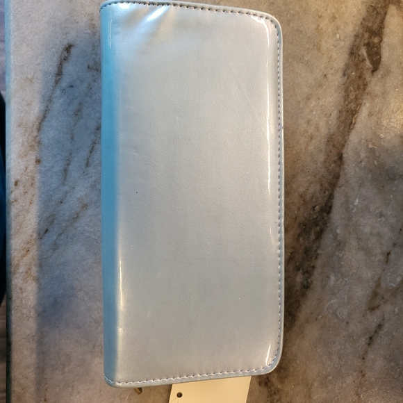 New Rhinestone Bling Accordion Zipped Wallet Peacock Owl Flower Gem Hat Blue - Picture 5 of 8